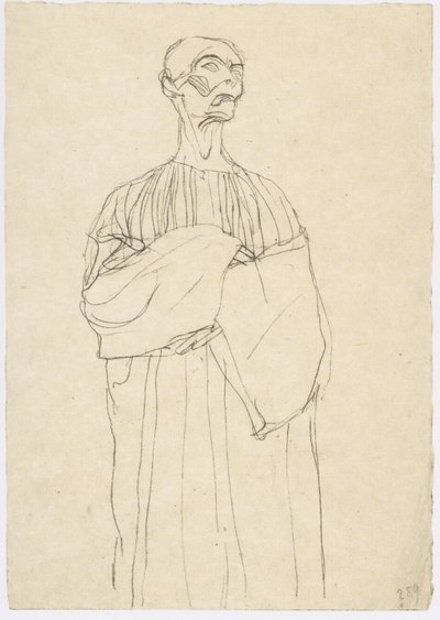Kneeling Man in Long Robe Facing Right by Gustav Klimt